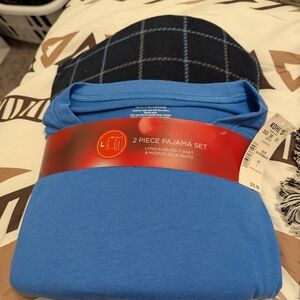 Blue 2-Piece Pajama Set (Long-Sleeve Tee & Microfleece Pants)